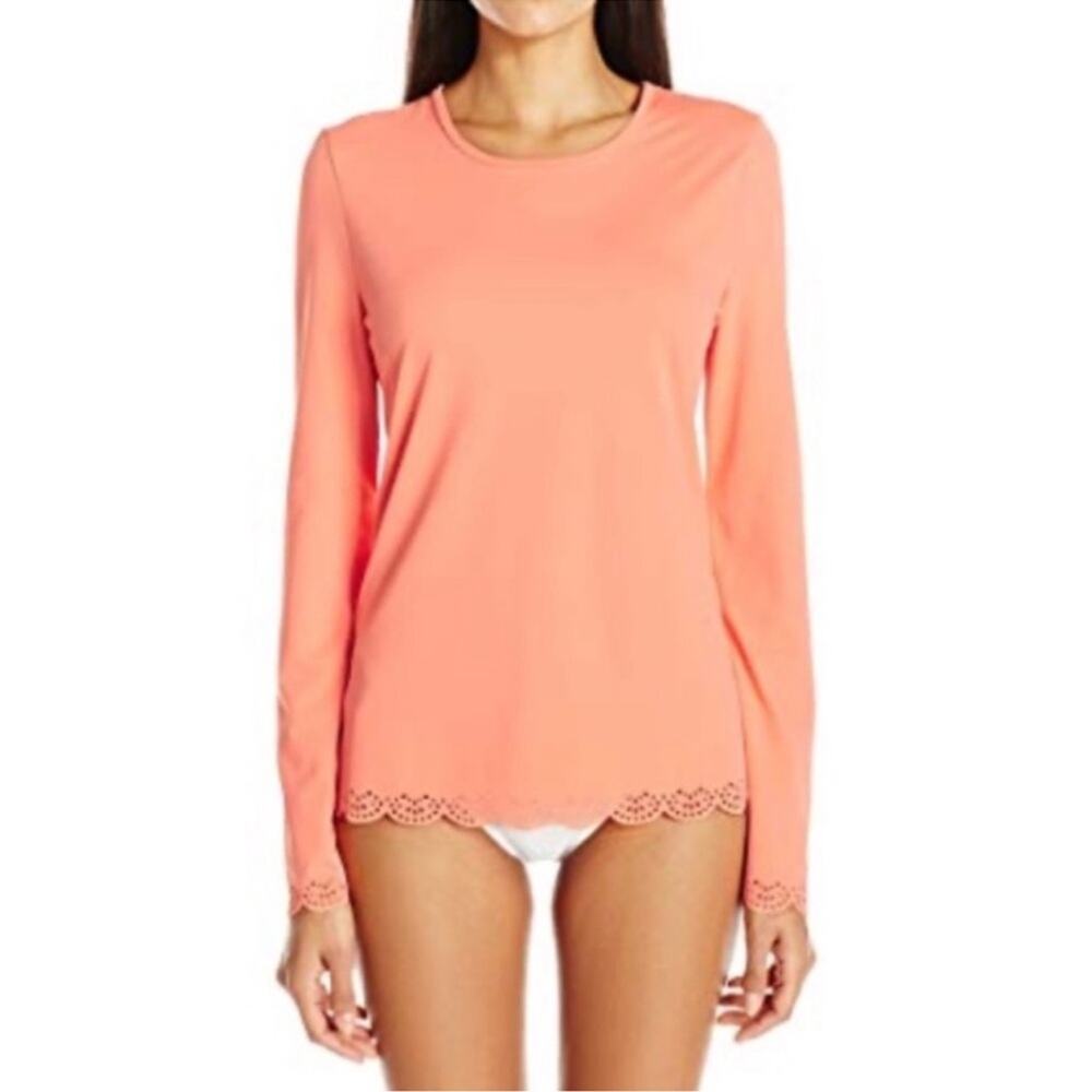 CABANA LIFE Scallop Rashgaurd in Coral